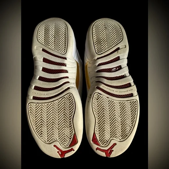 Youth Nike Air Jordan 12 Retro Fiba 130690-107 2019 White Red Metallic Gold - Picture 9 of 9